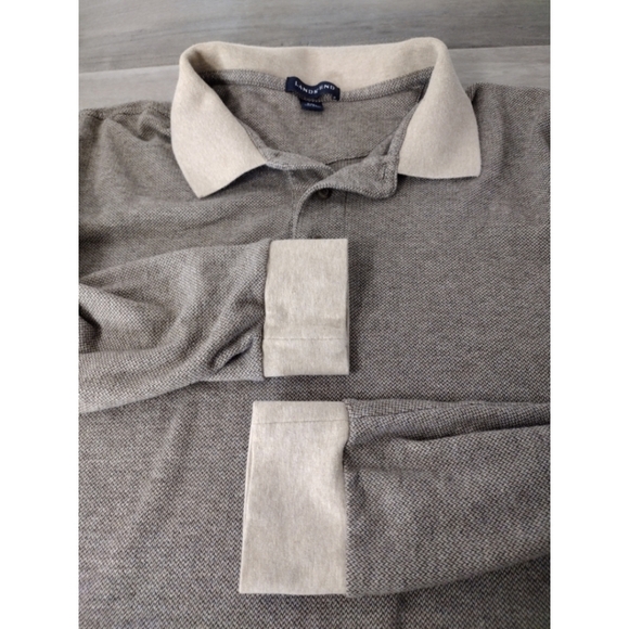 Lands' End pima cotton men's long sleeve polo - Picture 4 of 10